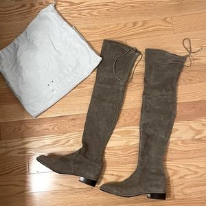 Stuart Weitzman Ludlow Suede Over The Knee Boots - Dark Taupe